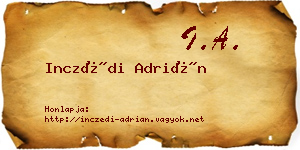 Inczédi Adrián névjegykártya